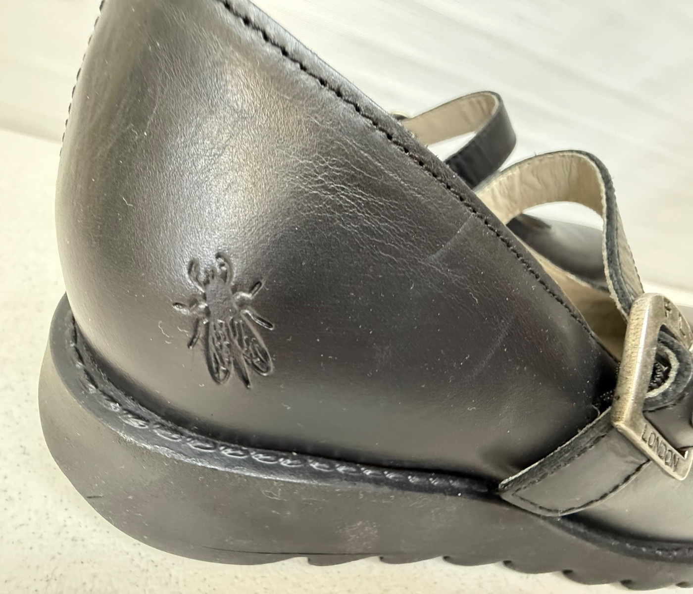 FLY LONDON Black Leather Mary Janes Lug Sole Shoes Womens EU 41 / US 10-10.5