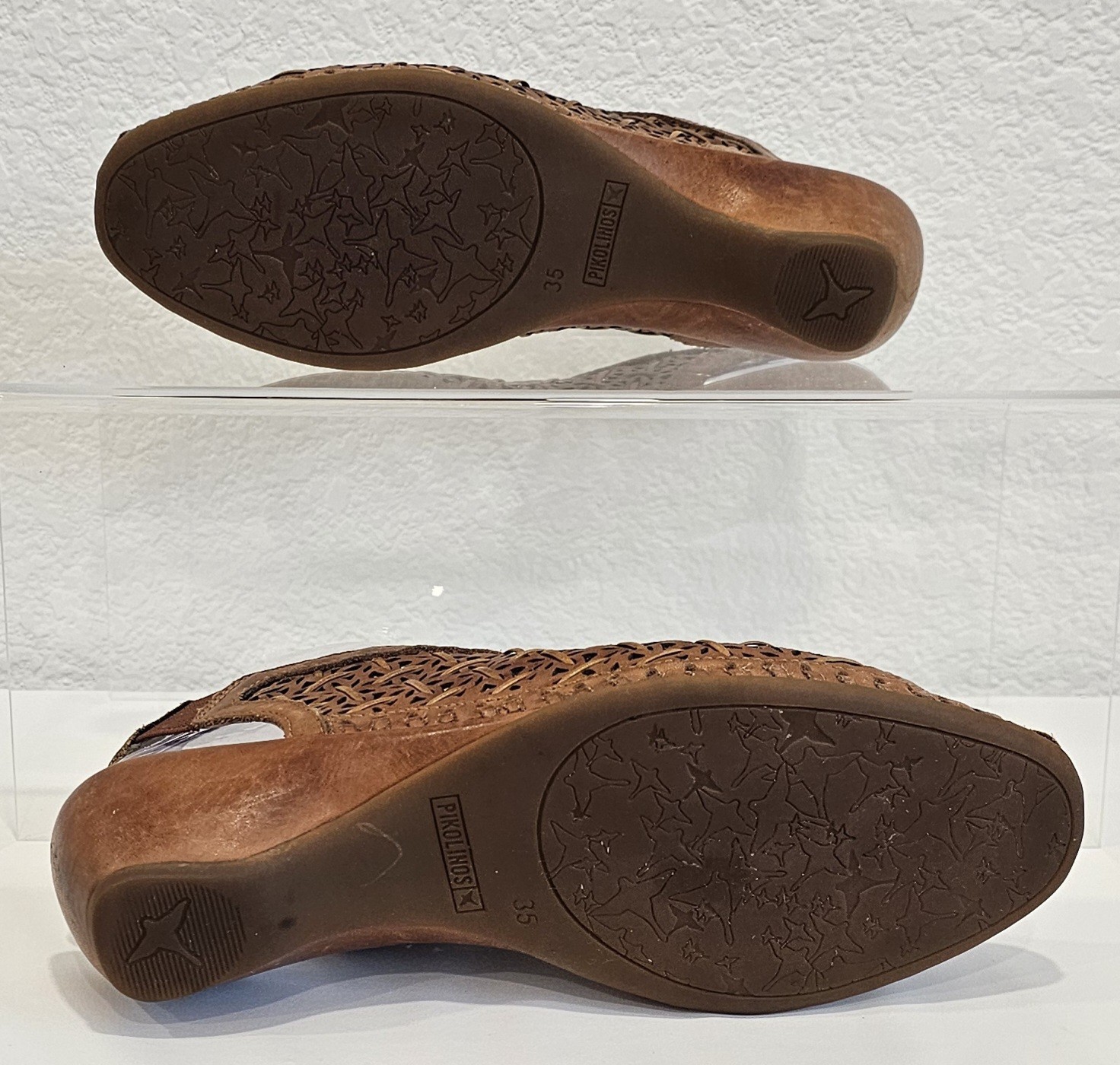 Pikolinos Women’s Brown Leather Slingback Shoes Laser Cut Comfort EU 35 US 5