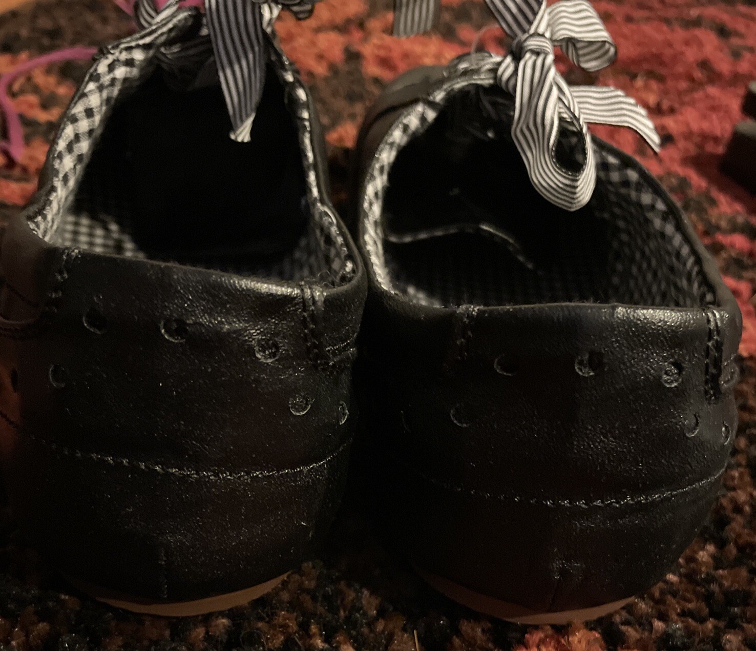 Woman’s Unity By Carlos Santana Shoes Black Faux Leather Flat Lace Up Size 10