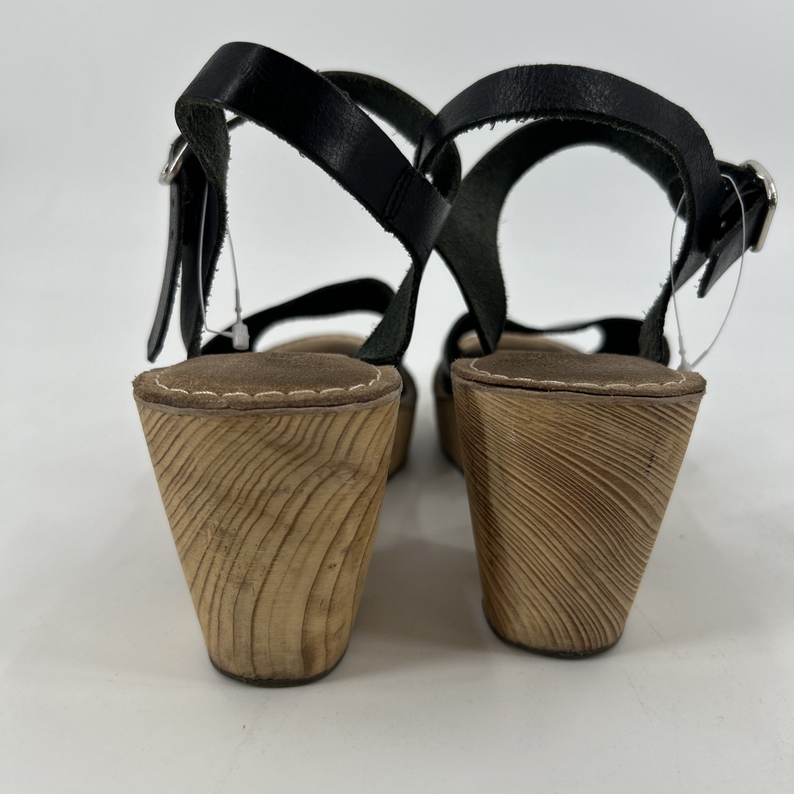 Urban Outfitters Leather Clogs Sandals Womens Size 8 (Fit 7.5) Black Wooden