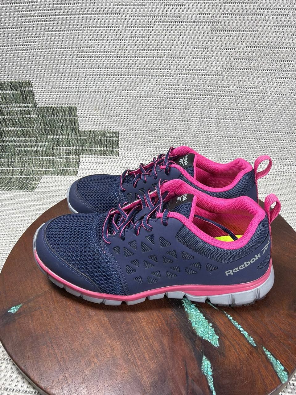 Reebok Shoes Womens Size 7.5 Wide Sublite Cushion Soft toe Work Navy Pink Mesh