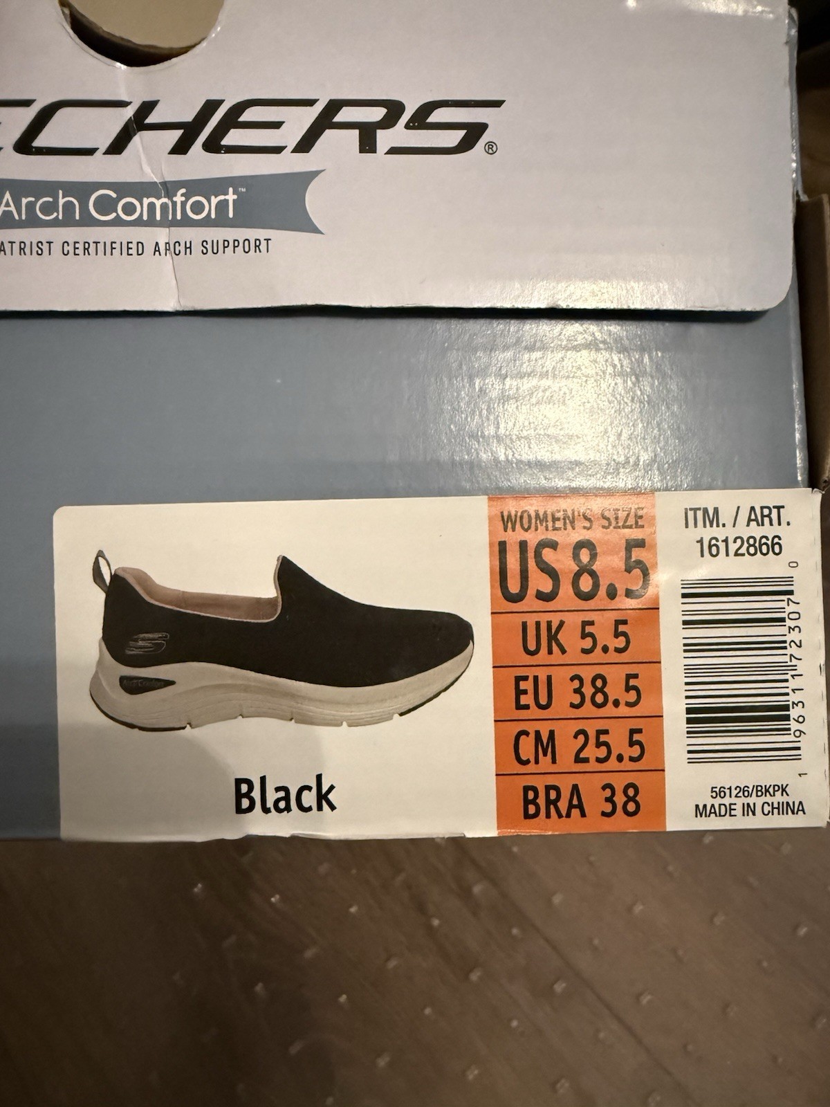 Skechers Arch Comfort Women’s Slip-On Shoes Black Fabric Arch Support US 8.5