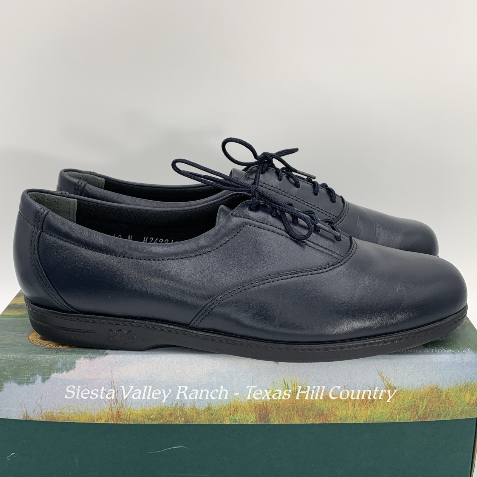 SAS Whisper Women’s 10N Navy Leather Lace-Up Shoes Tripad Comfort No Insoles New