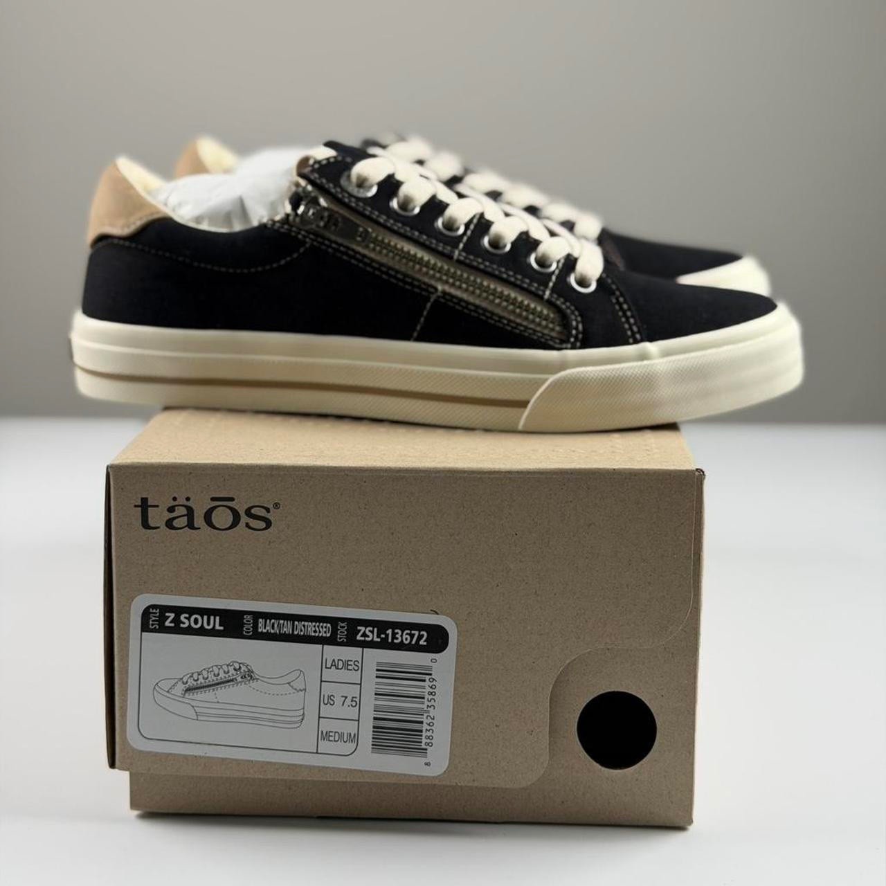 Taos Z Soul in Black Tan Distressed, Size 7.5