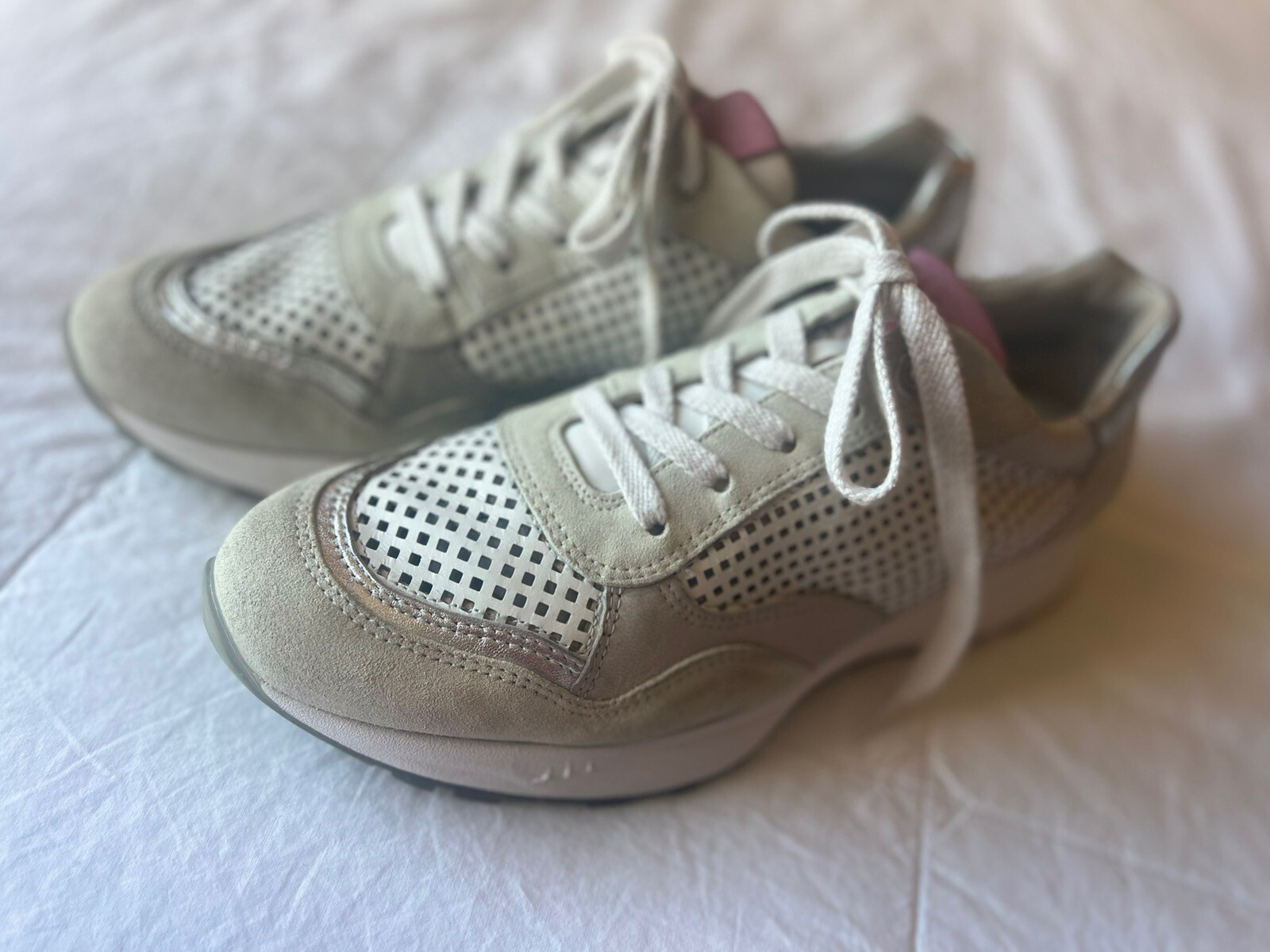 $429 Paul Green Rex Sneaker Tennis Shoes Pearl White Candy Combo UK 6.5 US 9