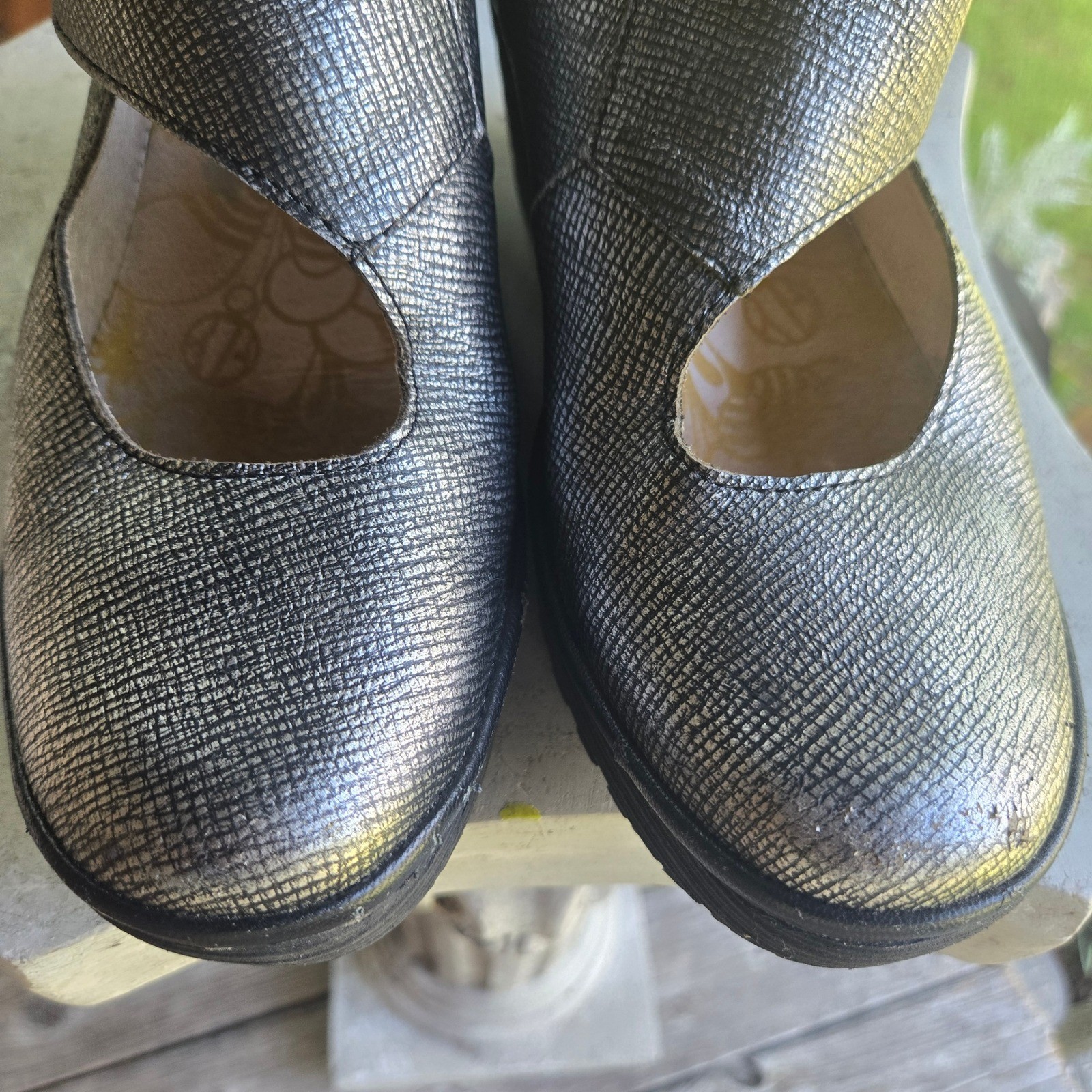 Fly London Pewter Silver Lato Wedge Size Eu 37 Us 6