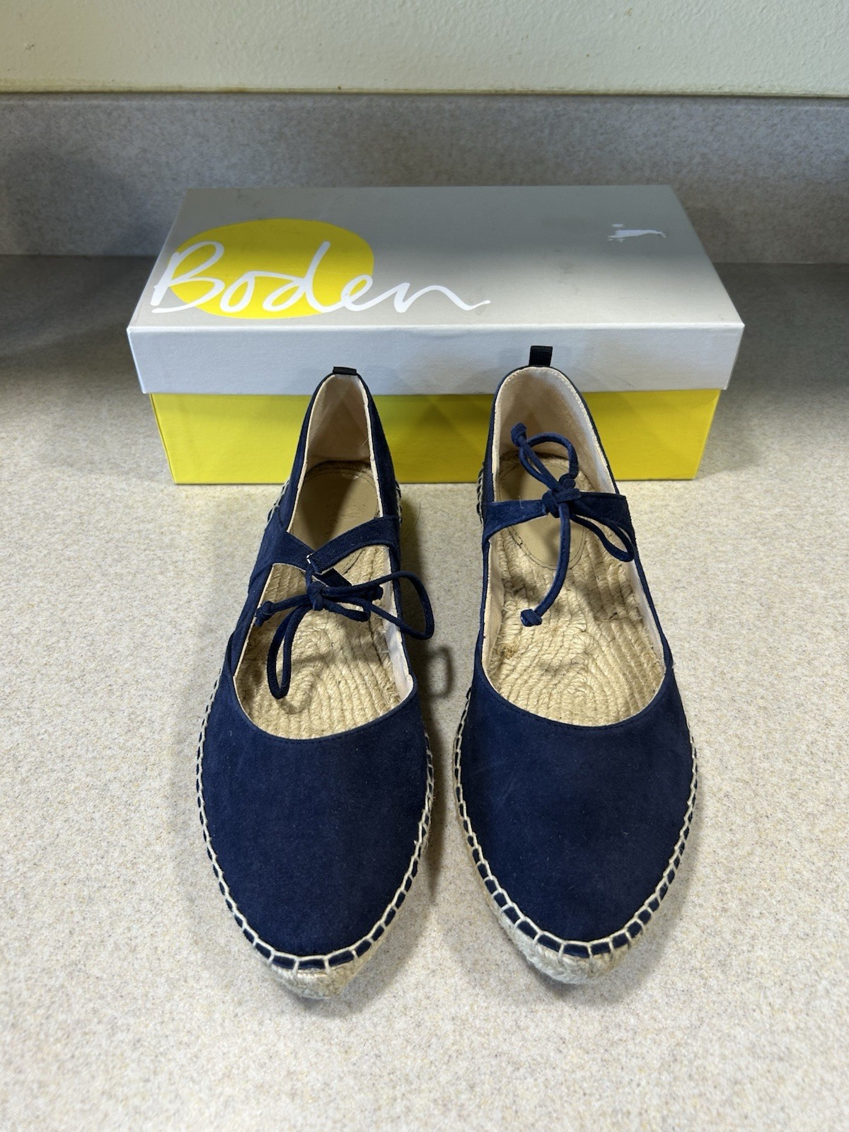 Boden Claire Espadrilles Blue Suede EU Size 38 US Size 7 NIB Coastal Beachy