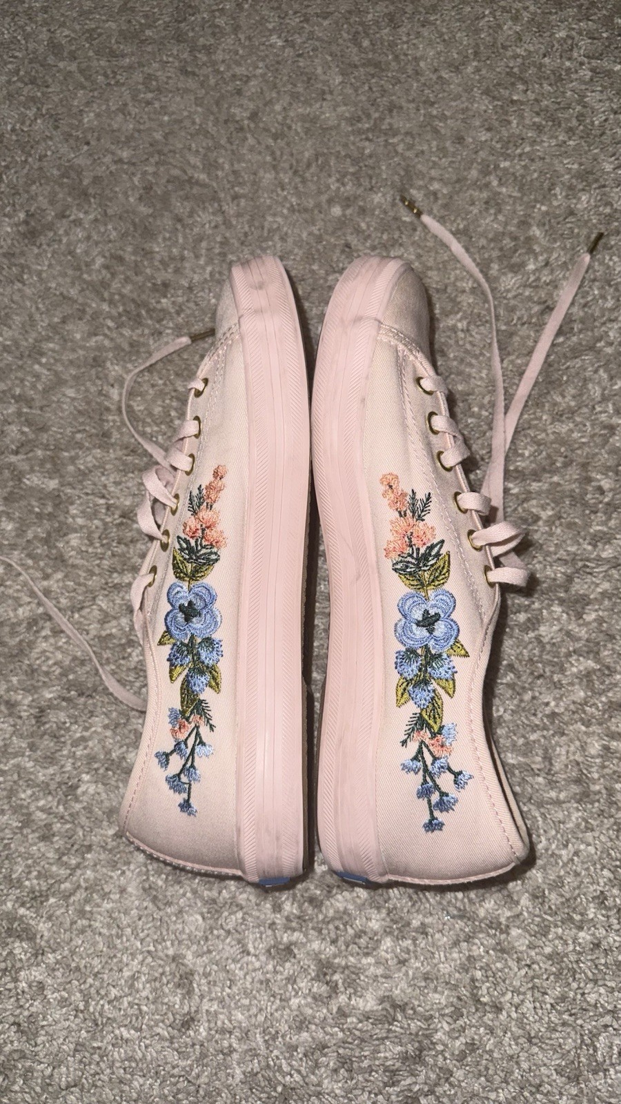 KEDS Rifle Paper Co. Pink Embroidered Blush Sneakers, Women’s Size 7