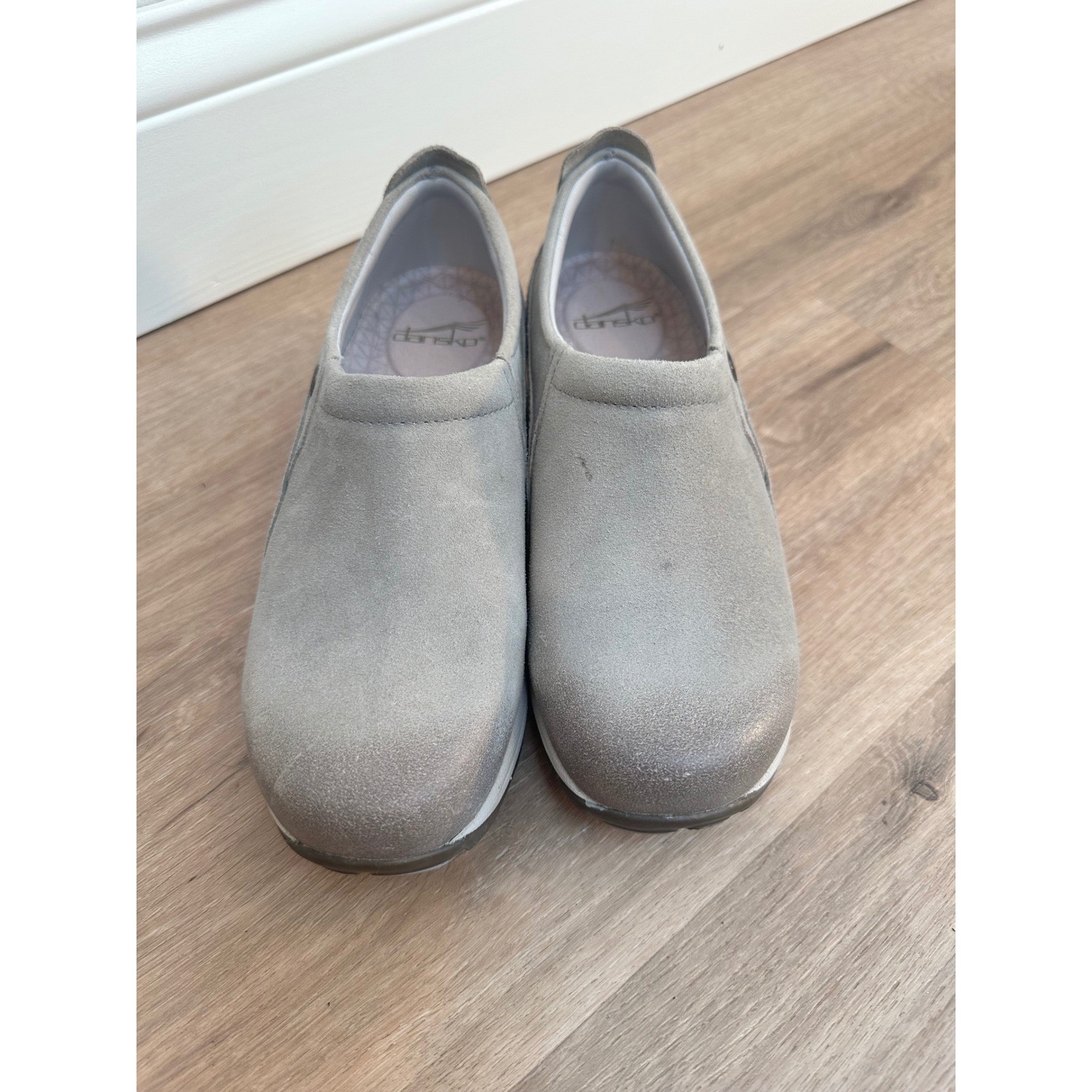 Dansko Patti Suede Slip On Shoes Women 37 Gray Vibram Waterproof Walking Clogs