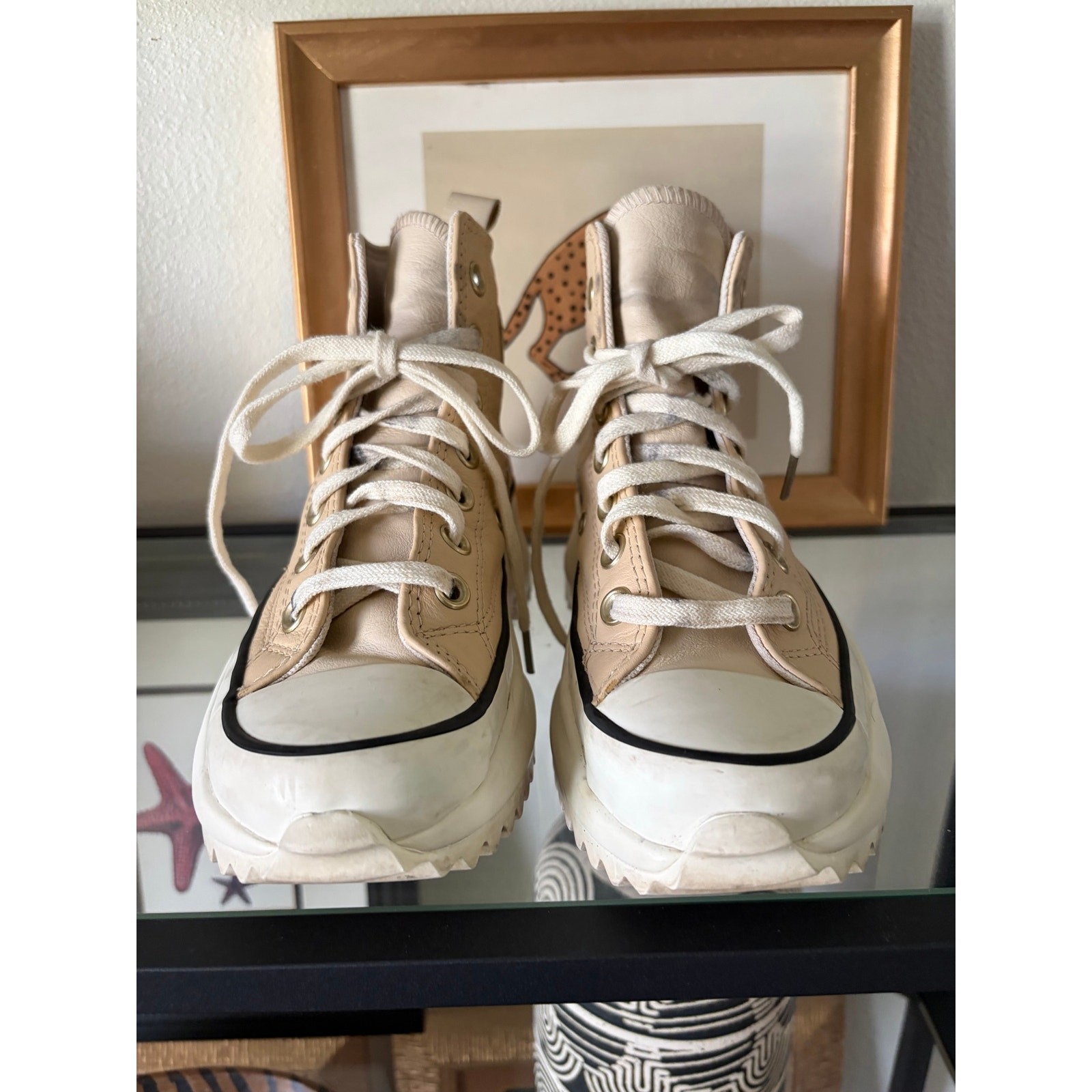 Converse Run Star Hike Leather High Light Twine Womens 4.5 Platform
