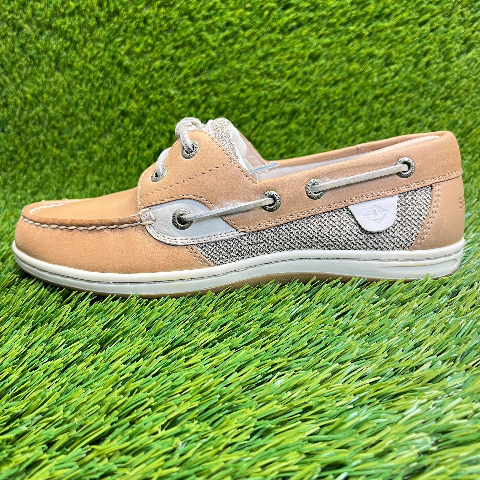 Sperry Koifish Womens Size 6.5 Brown Beige Outdoor Leather Slip On Boat Shoes