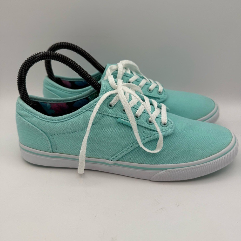 Women’s Vans Atwood Lo Pro Low-Top Floral Mint Green Canvas Sneakers Size 7.5