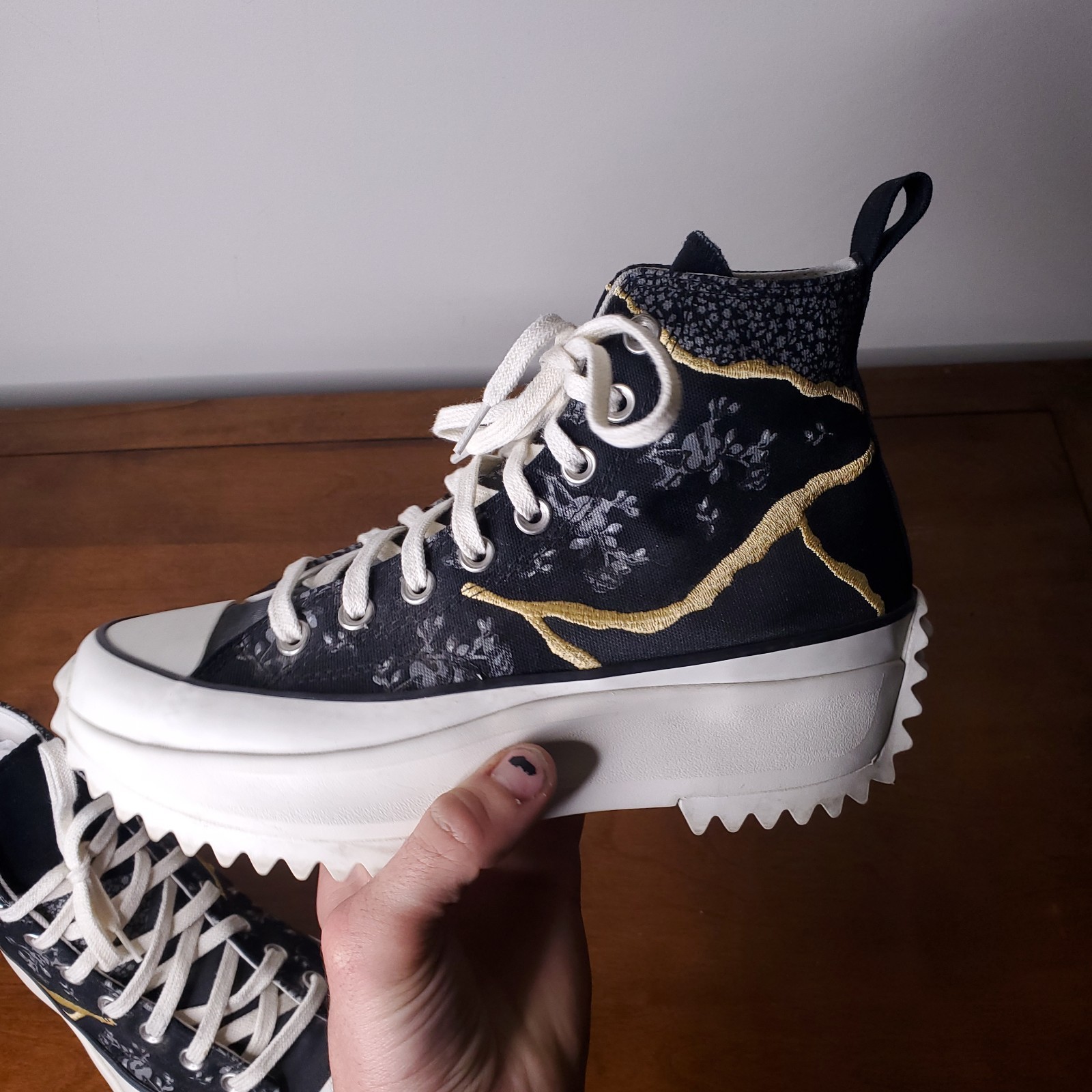 Converse Run Star Hike High Top Metallic Floral Black 172424c New 7M 8.5W