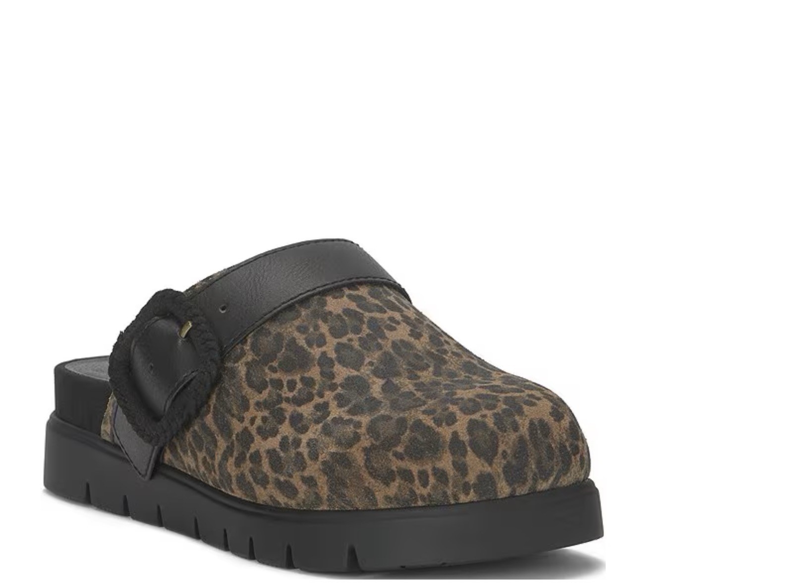 Lucky Brand Sachie Leopard Print Suede Buckle Hardware Clogs Women’s Size 8