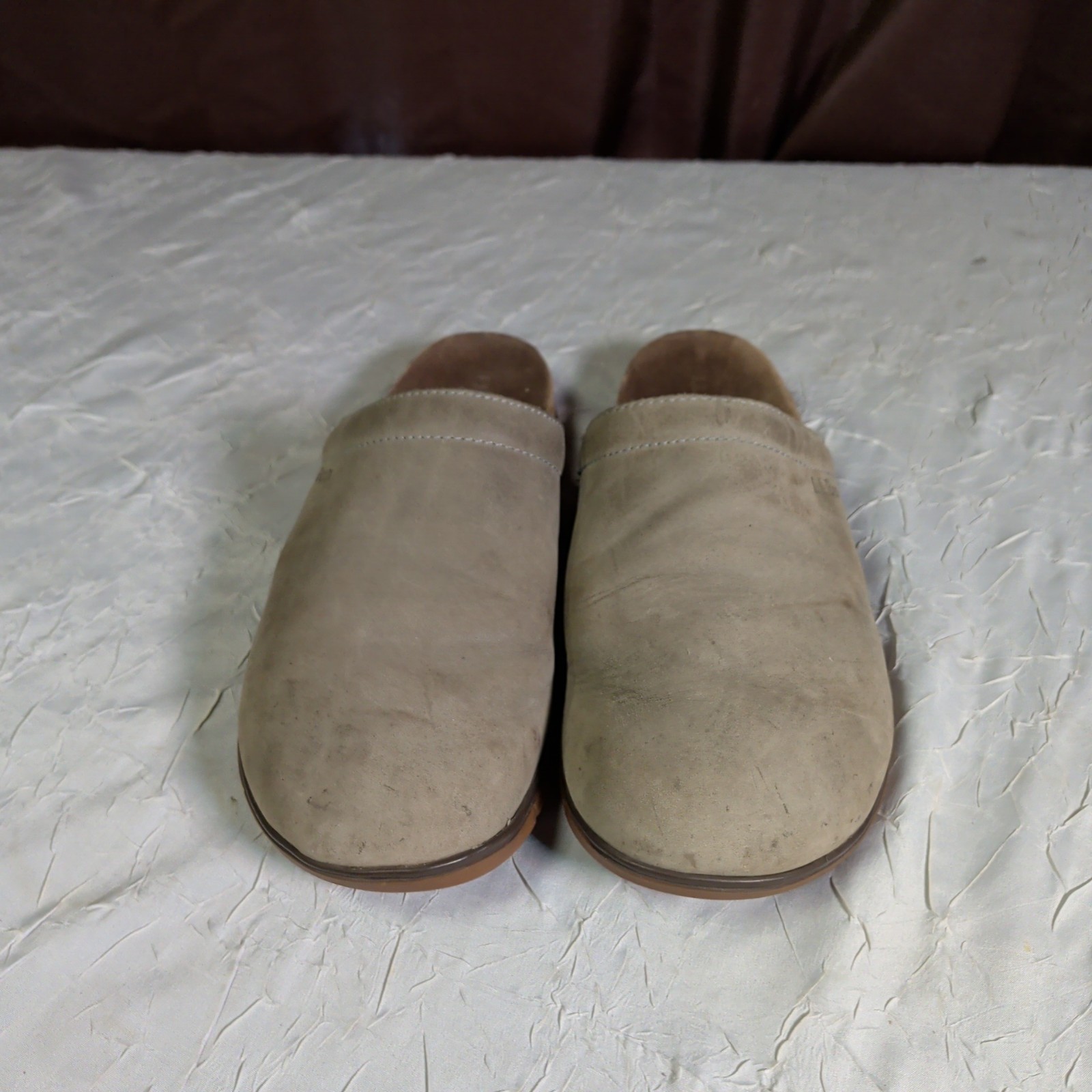 LL Bean Go Anywhere Clogs Womens Size 10 Gray Leather Shoes Bohemian Boho Indie