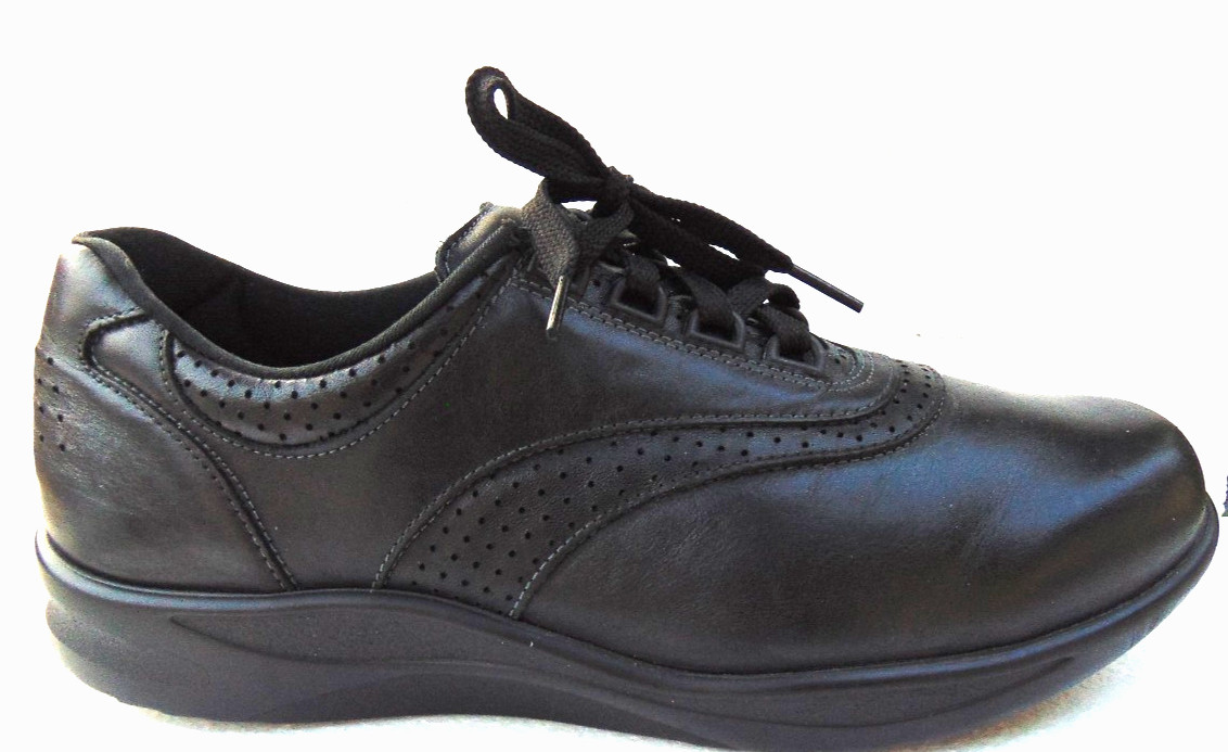 SAS WOMENS BLACK LEATHER COMFORT ORTHOPEDIC SHOES TRIPAD COMFORT OXFORD SNEAKER