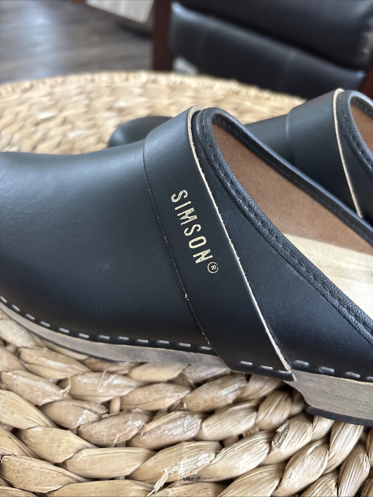Simson Wooden Clogs Size 40 US 9 Black Leather Made in Holland NWOB