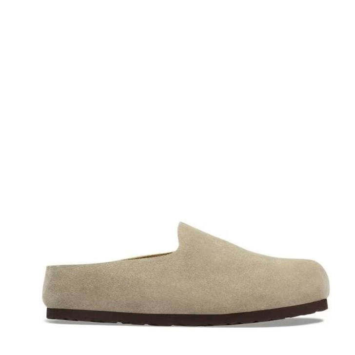 BIRKENSTOCK AMSTERDAM WRAPPED TAUPE MEDIUM/NARROW WIDTH SUEDE CLOGS CLOSED SLIPP