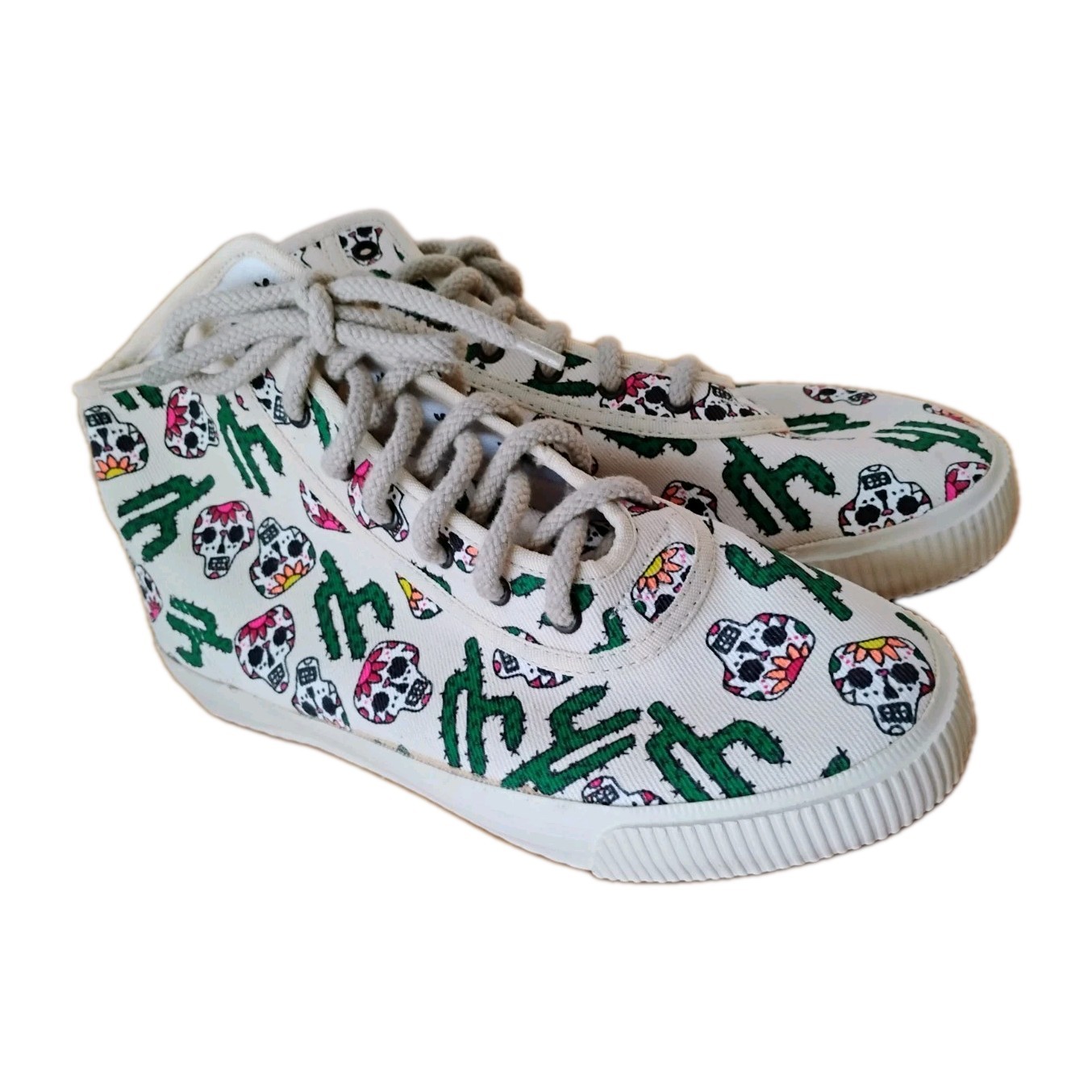Startas Viva Mexico High Top Canvas Shoes 7 Cactus Skull Handmade NEW 🌵
