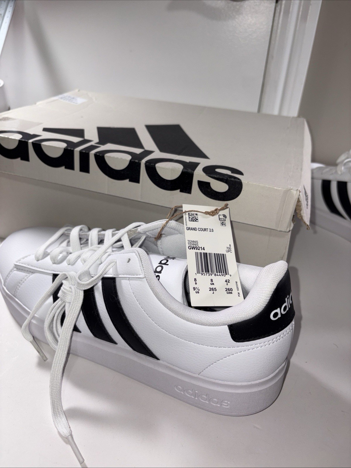 ADIDAS Women’s Grand Court 2.0 Sneaker Size: US 9 1/2 White/Black GW9214 NEW!