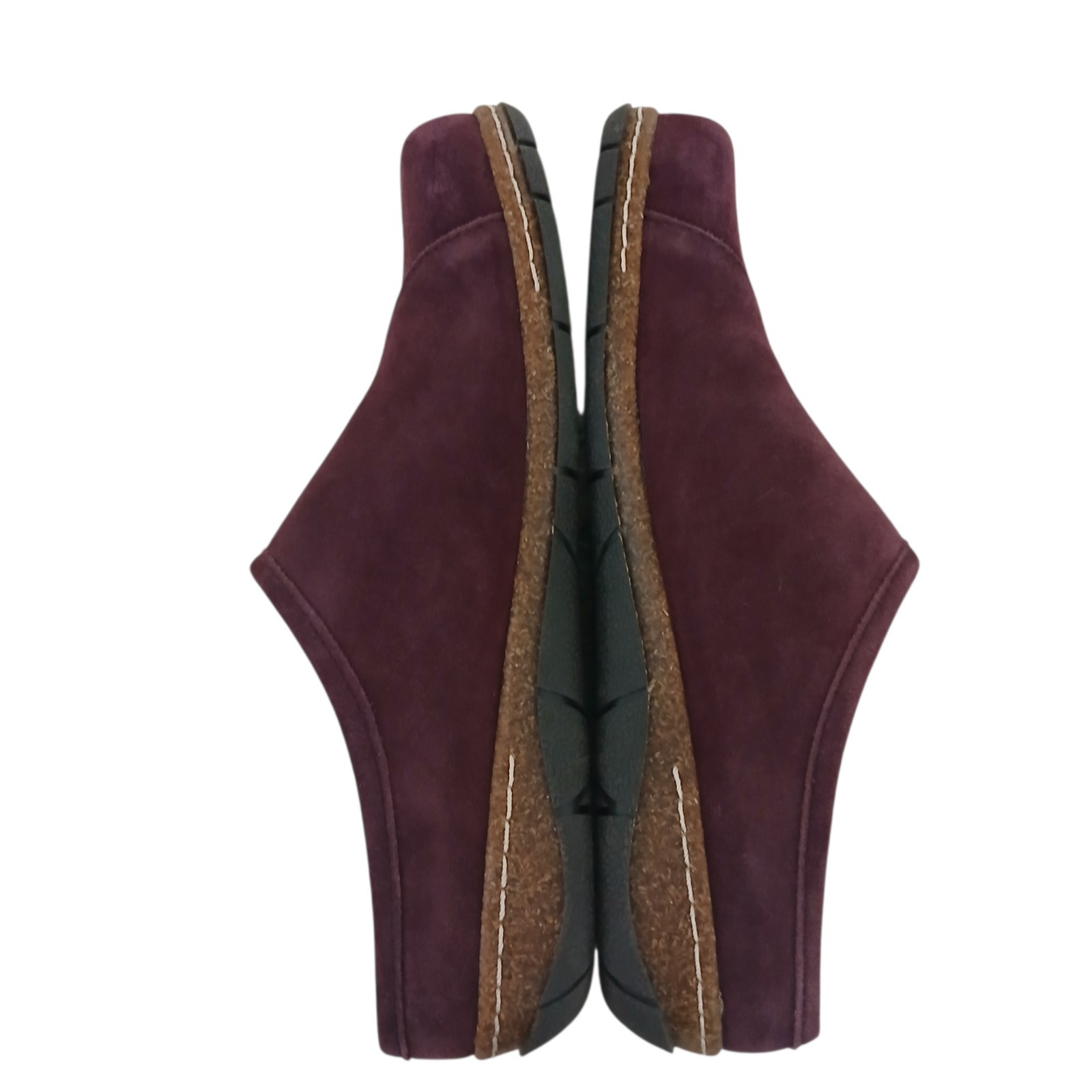 EARTH Ezra Suede Clogs Women’s 8 Purple Adjustable Slip On Comfort Cork Button