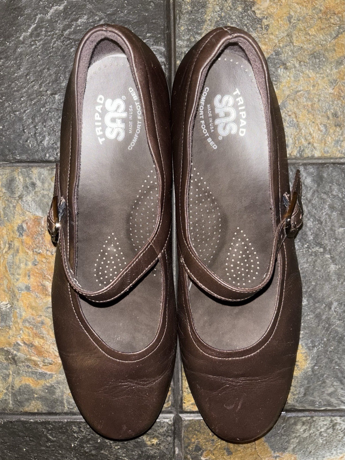 New SAS Maria Brown Leather Mary Jane Comfort Shoes Womens Size 10 M No Box
