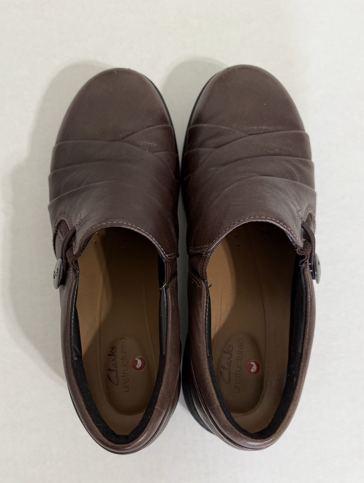 Clarks Unstructured Women’s Brown Leather Slip-on Cushion Soft Shoes, 6M