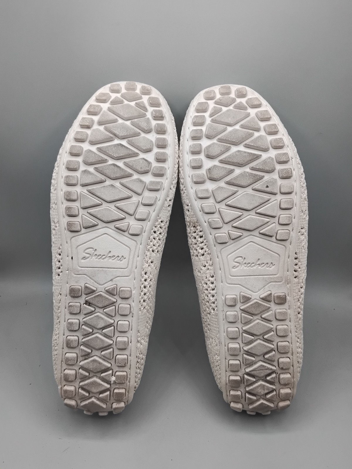 Skechers Cleo Driver Recycled Vegan Knit Crochet Loafers 6M Natural A162