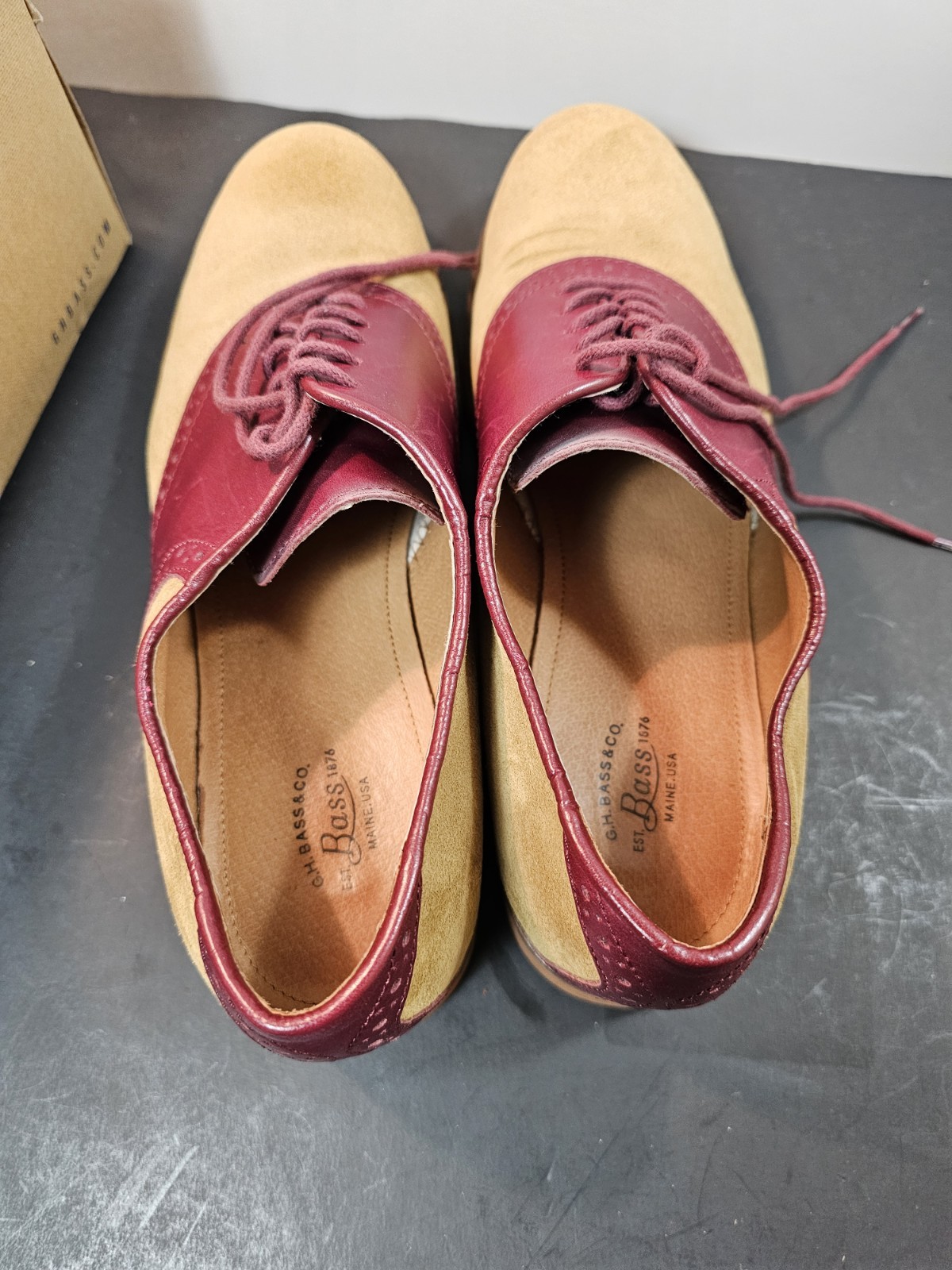 G.H. Bass & Co. Emmie Saddle Womens 9 M Shoes Suede Leather Tan Combo