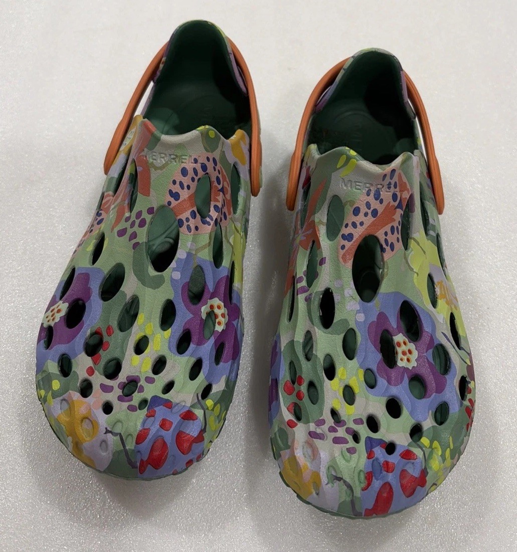 MERRELL Hydro Moc Botanist Slide Artsy Clog Water Beach Pool Comfort EUC W9