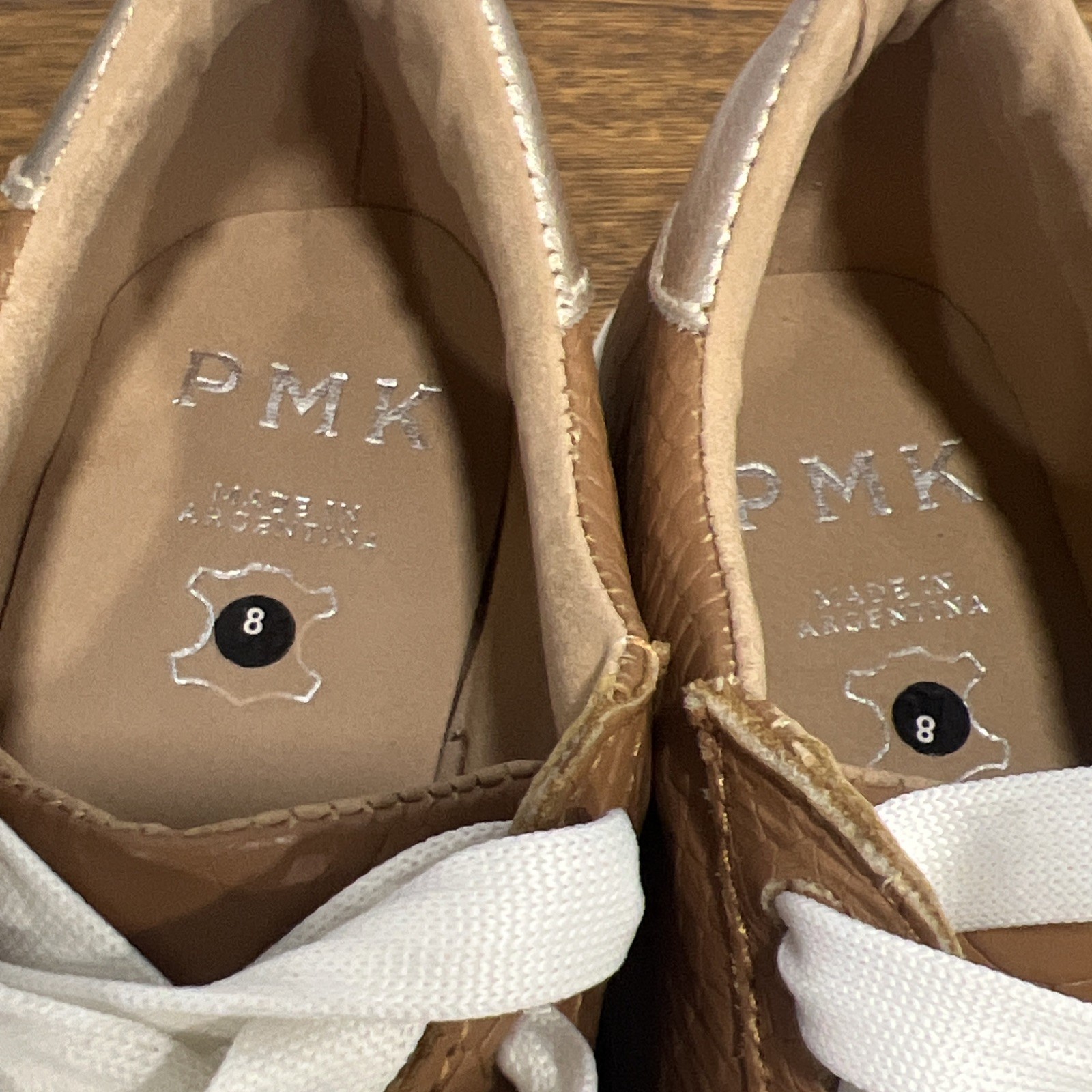 PMK Argentina Women Leather Platform Sneakers Brown Textured Sz 8 MSRP $175 Lug