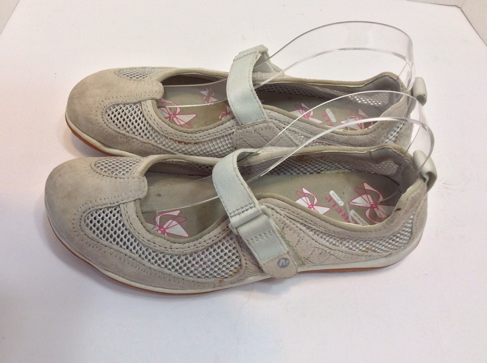 MERREL Air Cushion Gray Mesh/Suede Mary Jane Comfort Women Shoes Size US8 UK5.5