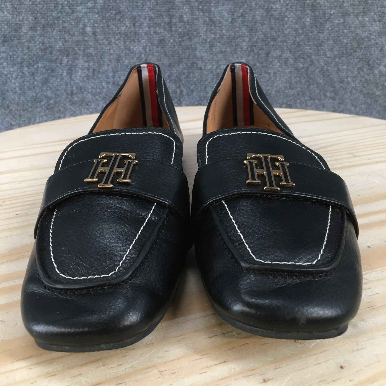Tommy Hilfiger Trudiy Loafer Shoes Womens 8.5 M Casual Low Faux Leather Black