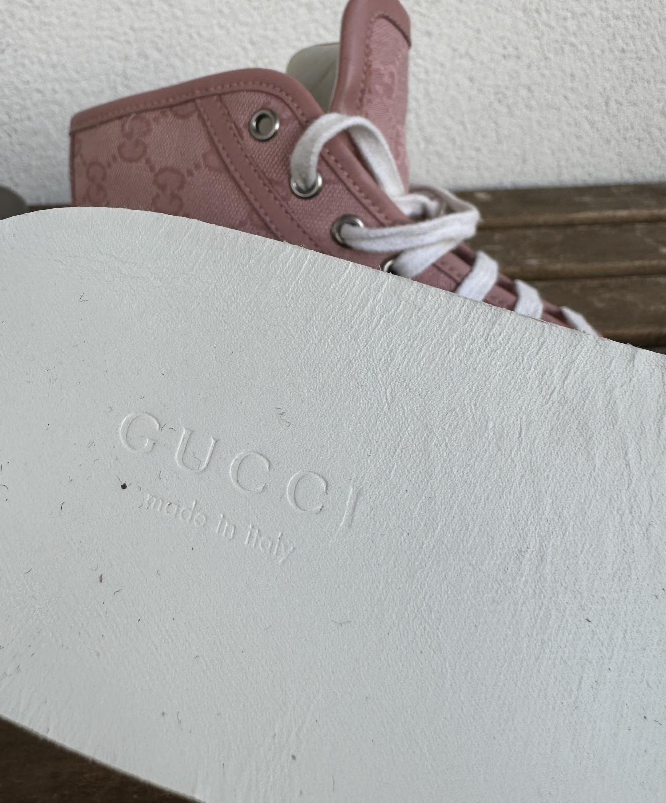 Women’s Gucci GG Monogram High Top Sneakers Shoes 426186 Pink Size 35 US 5