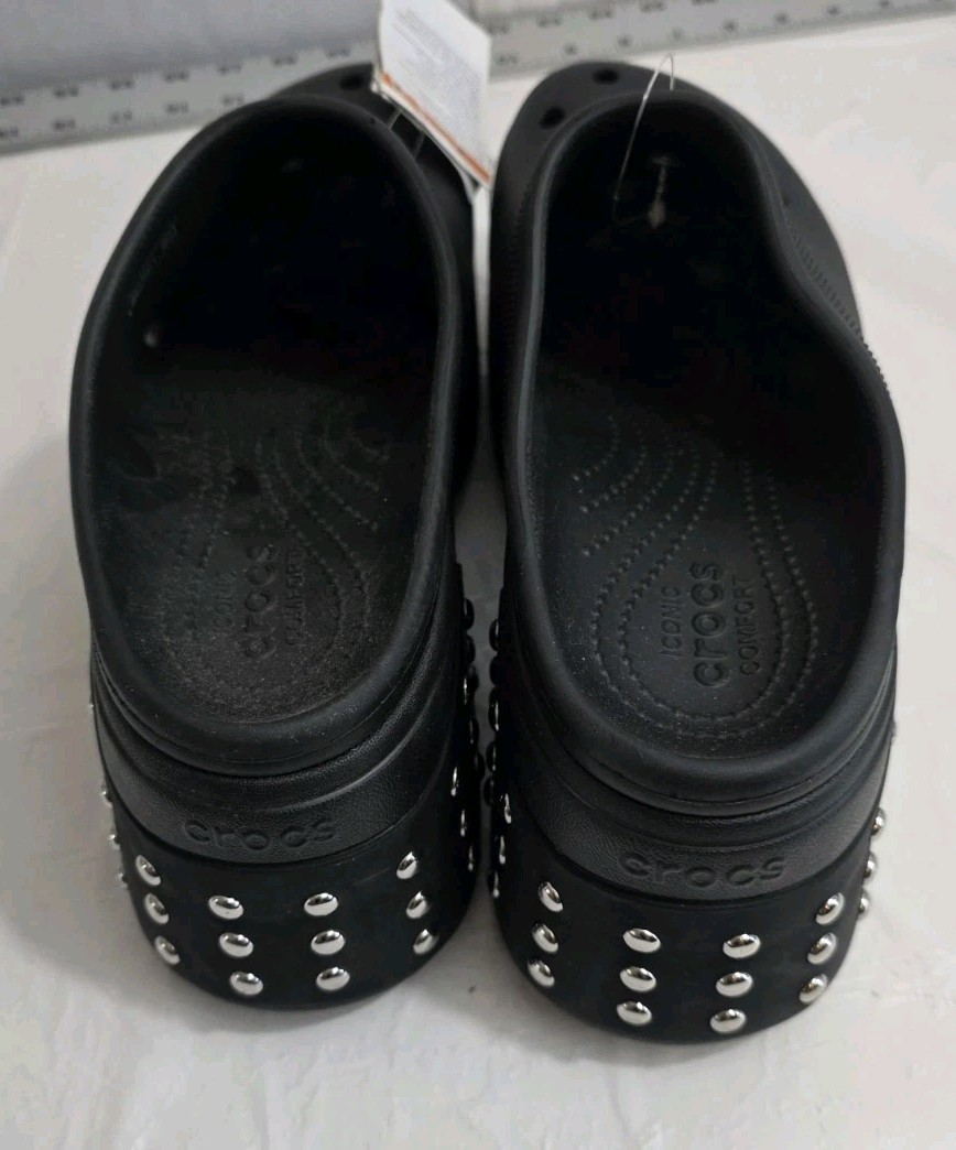 Croc Siren Studded Clog Men’s 11 Women’s 12.5 Black Platform Slip In Shoes NWT