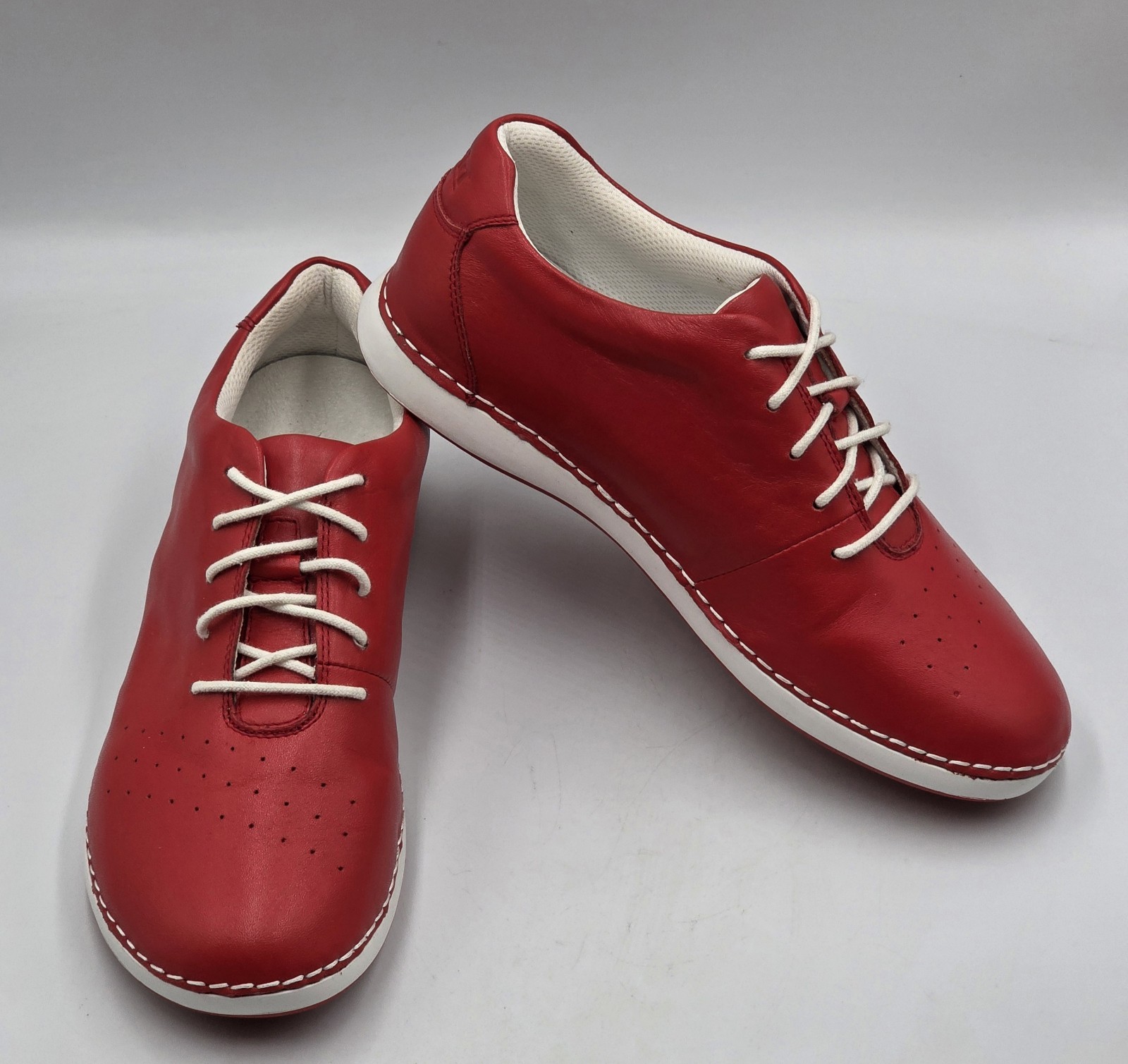 Alegria Essence ESS-623 Red Leather Slip Resistant Work Shoes Womens 8.5 EU 39