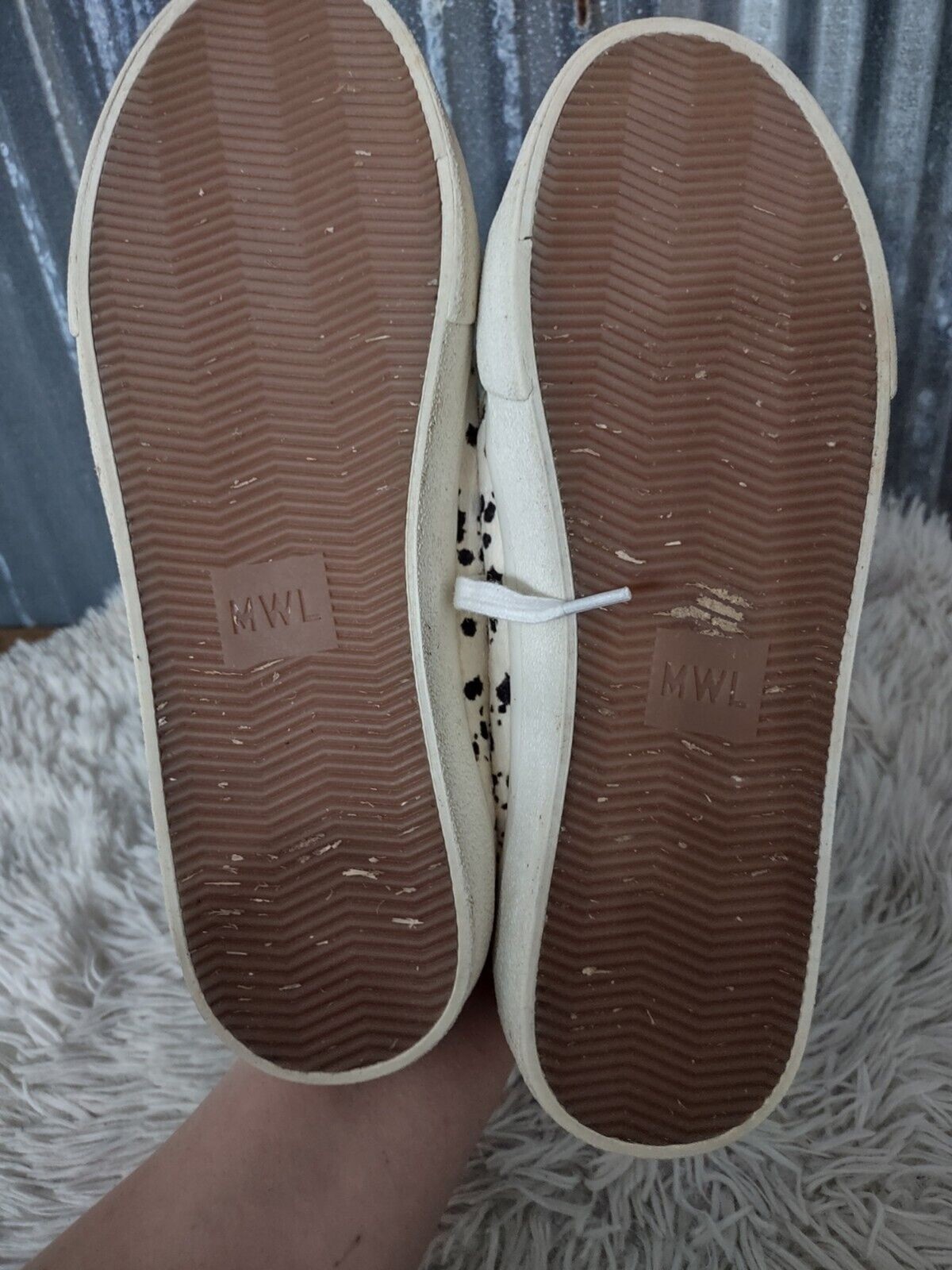 Madewell sidewalk spotted calf hair low top sneakers size 8 preppy shoes