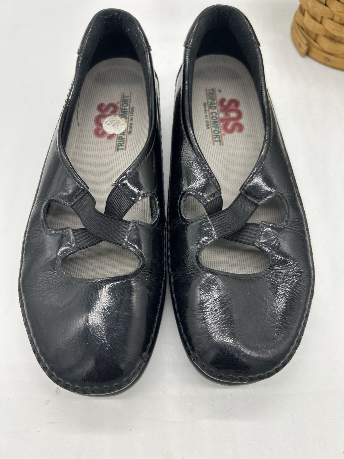 SAS Comfort Tripad Black Patent Leather Low Slip On, Crissy Women’s Size 7