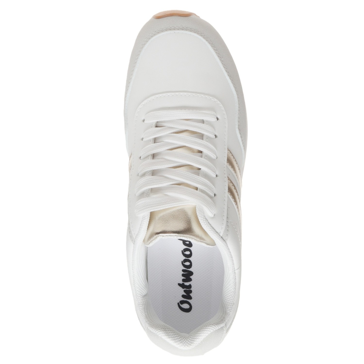 Outwoods Women’s Brenna-2 White Platform Fashion Sneaker, Gold Combo