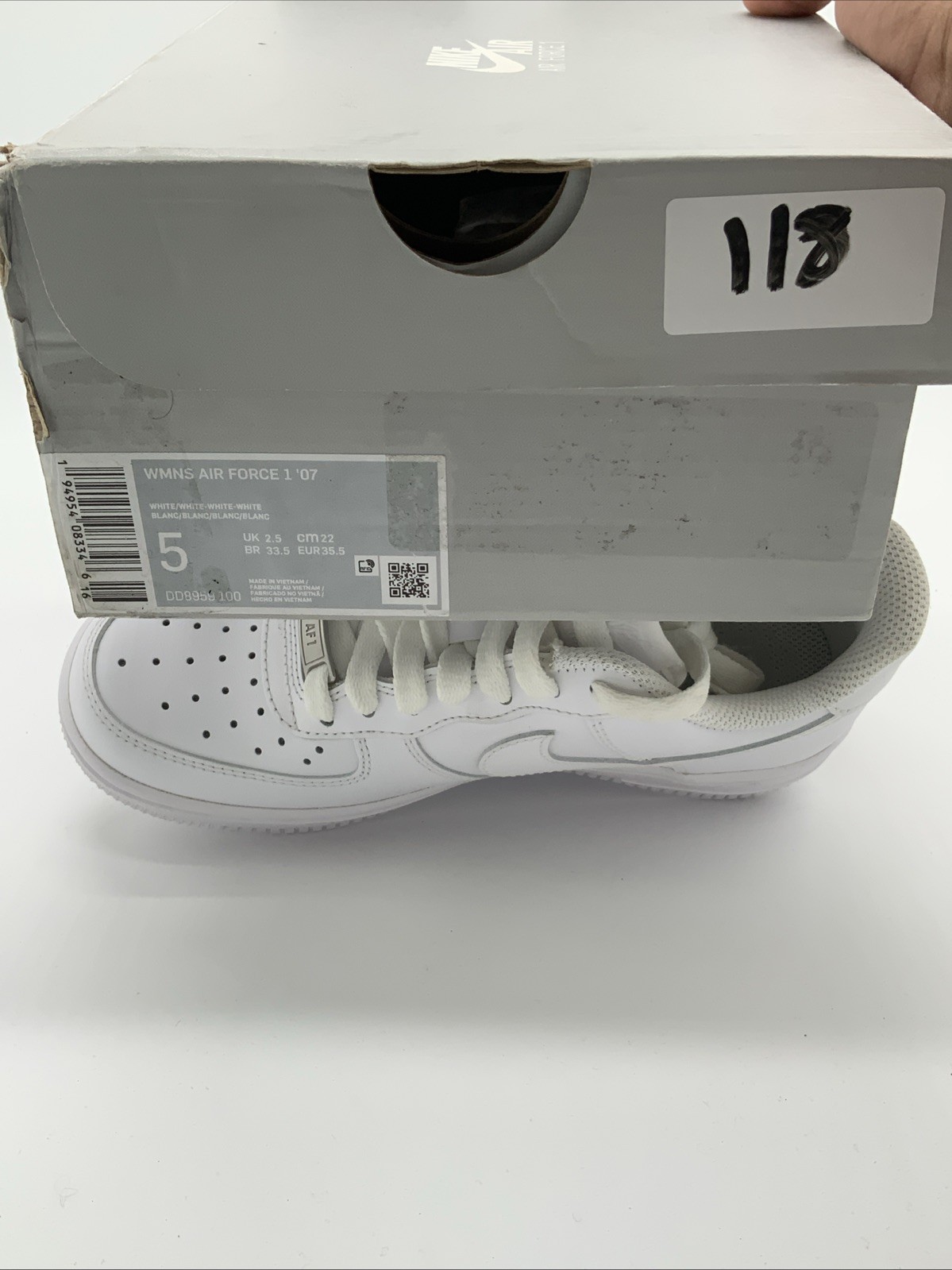 Nike Women Air Force 1 DD8959-100 White Leather Shoes Size 5