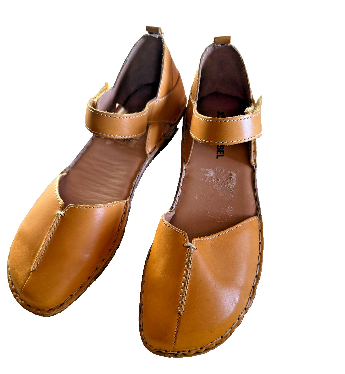 Josef Seibel Rosalie 42 Yellow Leather Comfort Sandals Adjustable Strap EU42