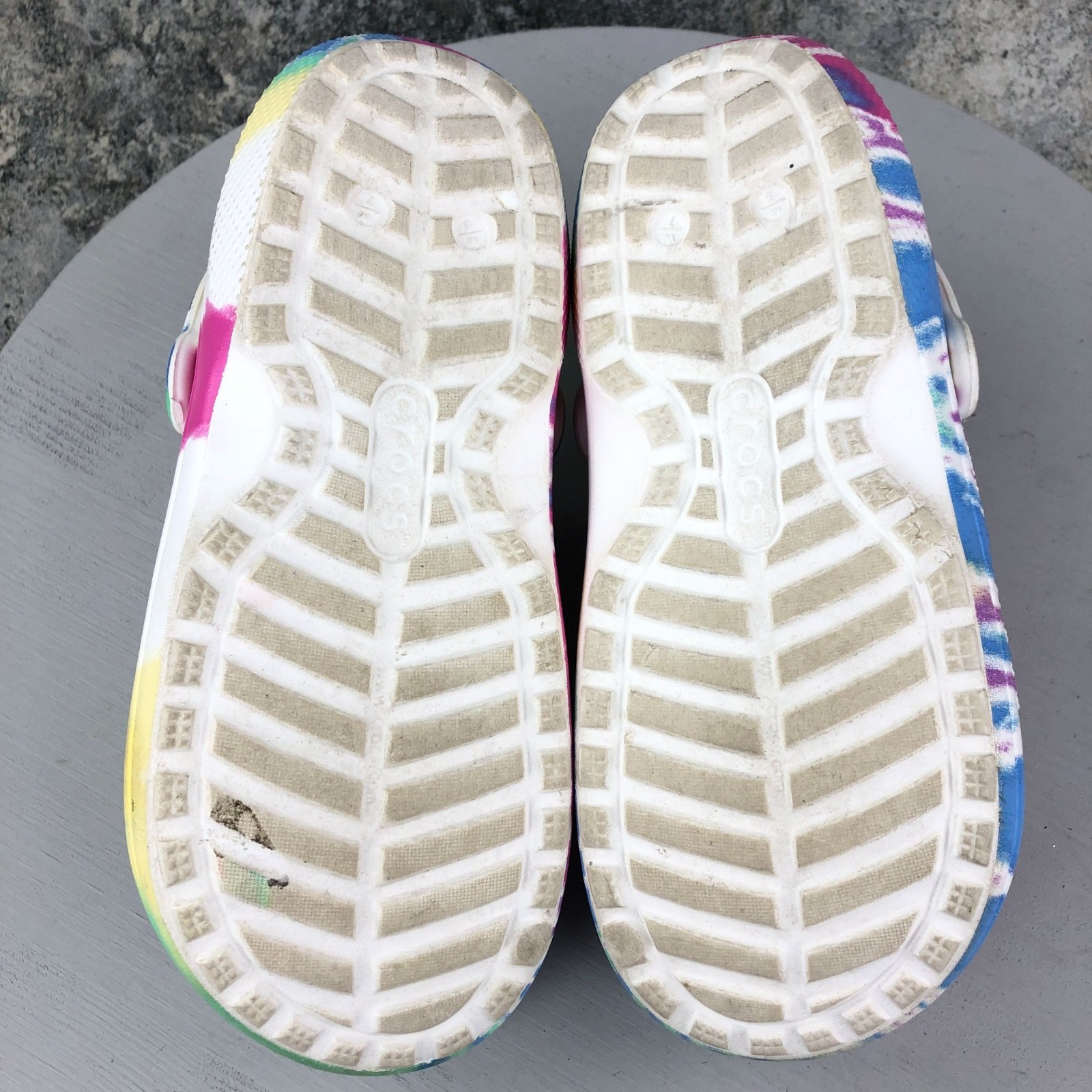 Crocs Unisex Size 5M 7W Classic Lined Tie Dye White Multi Slip On Clogs