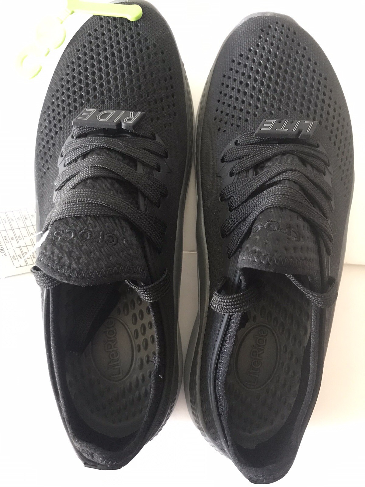 WOMEN’S CROCS BLACK/SLATE GREY LITERIDE 360 PACER SNEAKERS SHOES SIZE 9 NWT