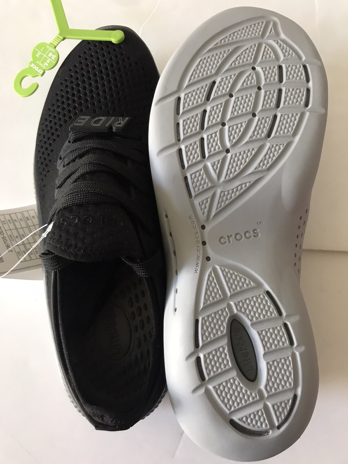 WOMEN’S CROCS BLACK/SLATE GREY LITERIDE 360 PACER SNEAKERS SHOES SIZE 9 NWT