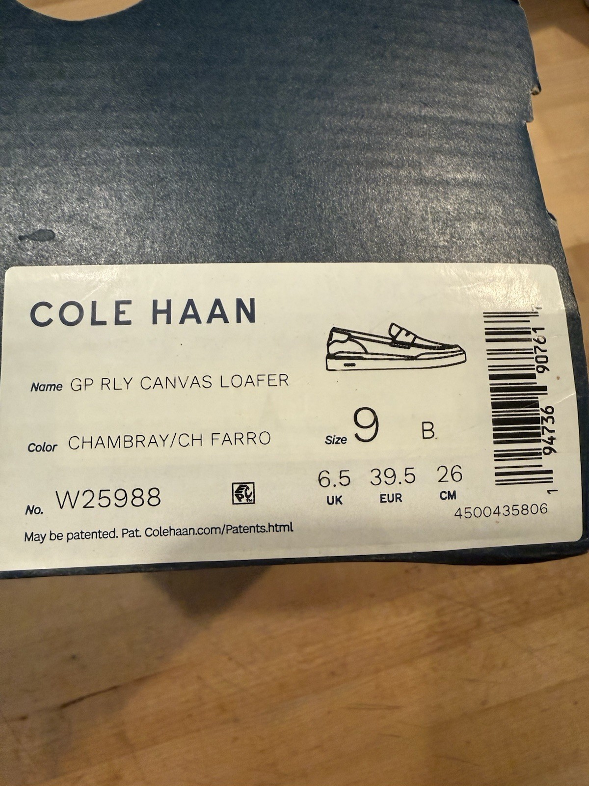 Cole Haan Grand GP RLY Canvas Loafer Slip-On Blue/Brown Women’s US 9
