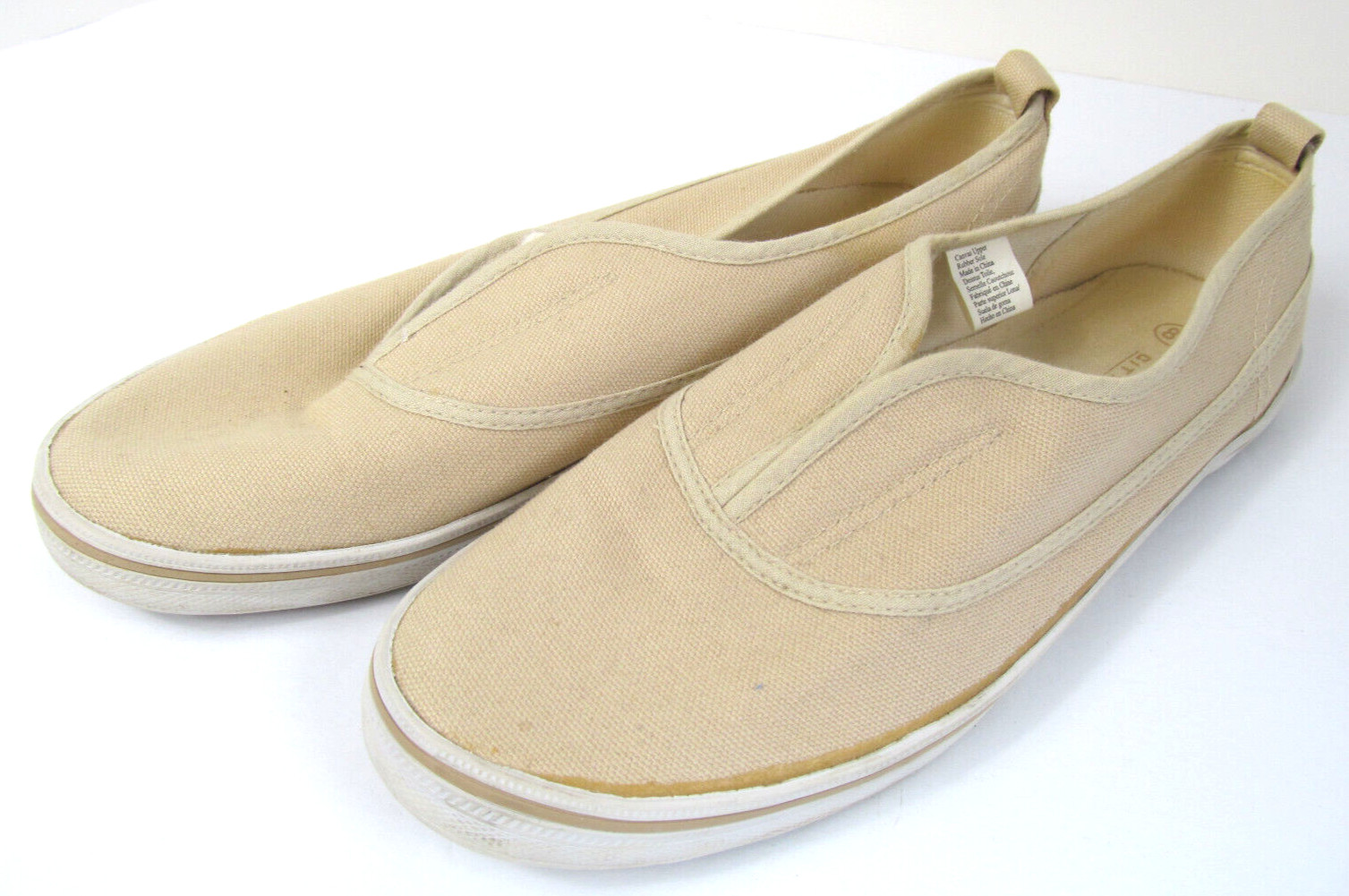 Vtg Womens Shoes Size 8.5 City Sneake Sneakers Slip on Tan Canvas Casual 1990s M