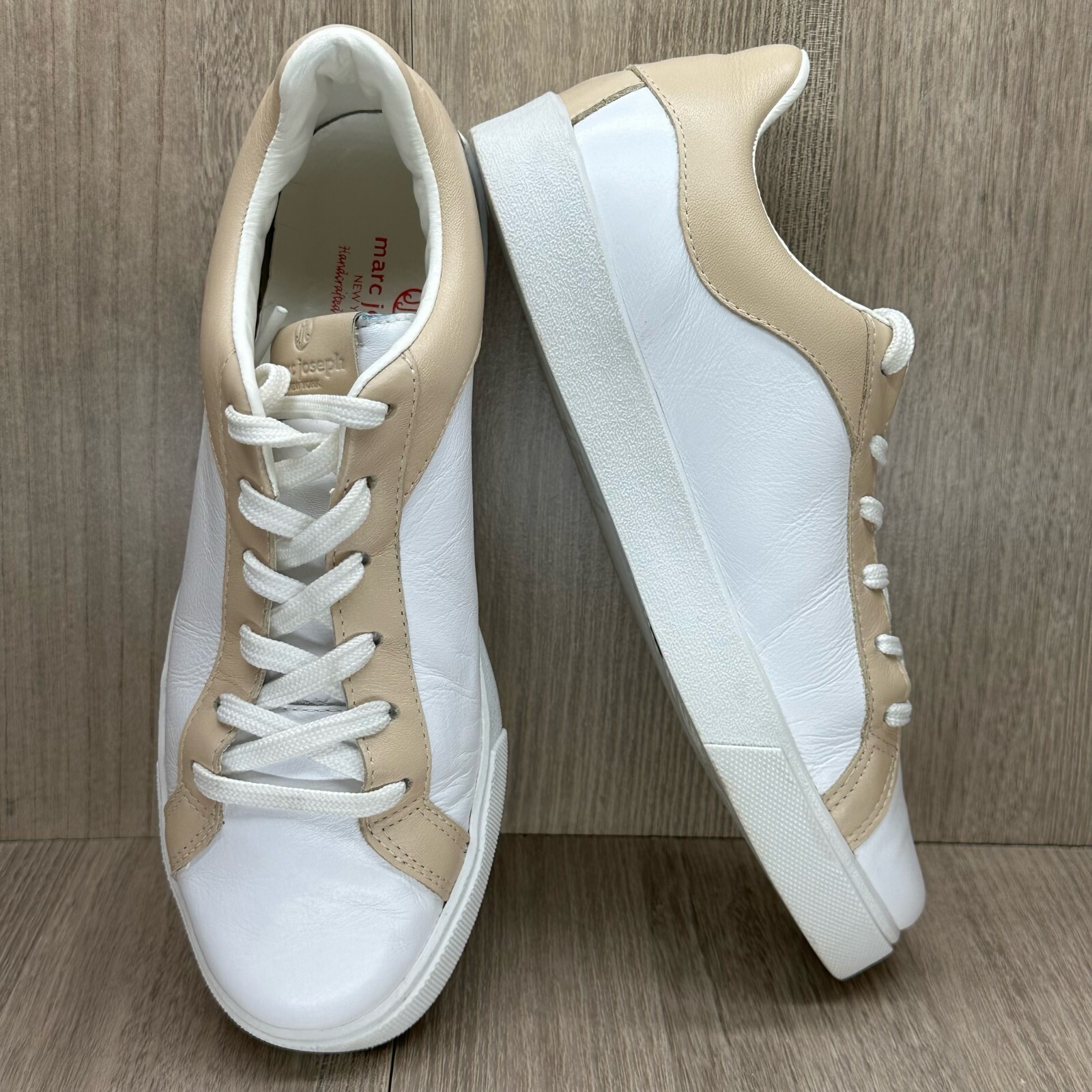 Marc Joseph New York Shoes Womens Sz 7 Rockefeller Plaza Sneakers White Beige