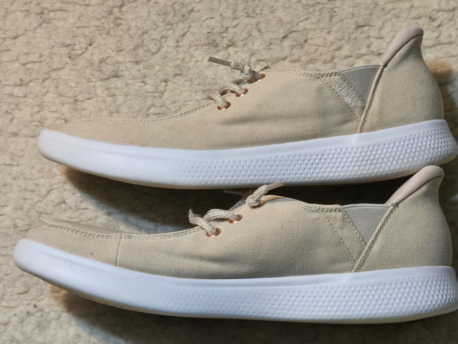 Skechers Bobs Slip Ins Shoes Women’s Size 8 Natural Textile Comfort 114814