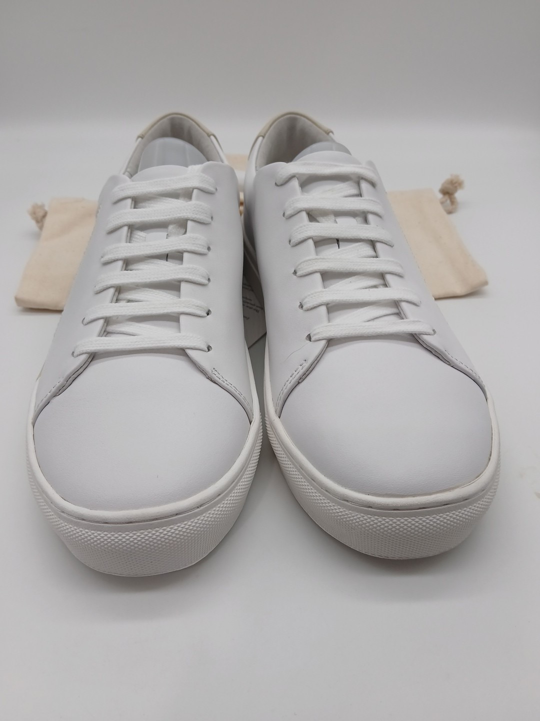 THEY NEW YORK triangle low nappa white/beige leather shoes unisex size 5
