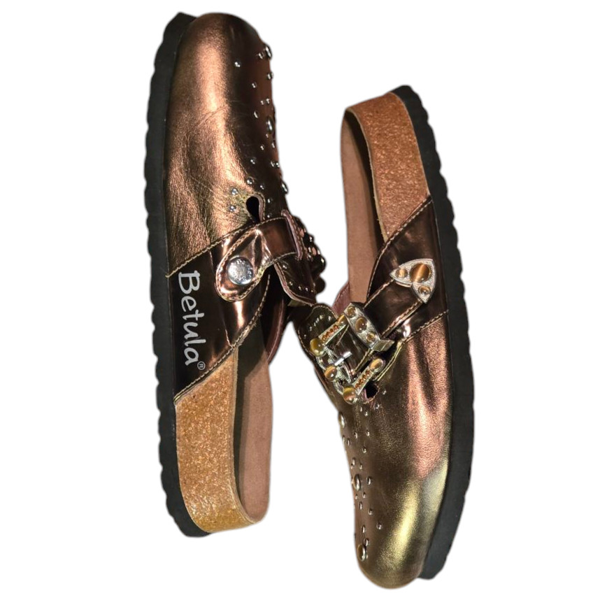 Birkenstock Betula Boston Bronze Buckle Mules Clogs Rhinestones Size 6